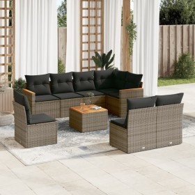 Set de muebles de jardín 9 pzas y cojines ratán sintético gris en Conjuntos de jardín | Comprar online en Foru.es