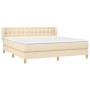 Cama box spring con colchón tela color crema 160x200 cm de , Camas y somieres - Ref: Foro24-3127138, Precio: 525,30 €, Descue...
