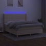 Cama box spring colchón y luces LED tela crema 160x200 cm de , Camas y somieres - Ref: Foro24-3139050, Precio: 617,68 €, Desc...