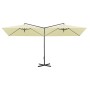 Sombrilla doble con poste de acero color arena 600x300 cm de , Sombrillas - Ref: Foro24-312555, Precio: 187,30 €, Descuento: %