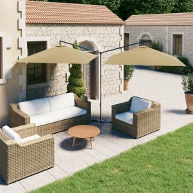 Sombrilla doble con poste de acero gris taupé 600x300 cm de , Sombrillas - Ref: Foro24-312557, Precio: 181,65 €, Descuento: %