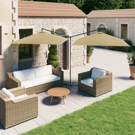 Sombrilla doble con poste de acero gris taupé 600x300 cm de , Sombrillas - Ref: Foro24-312557, Precio: 162,96 €, Descuento: %