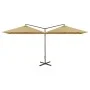 Sombrilla doble con poste de acero gris taupé 600x300 cm de , Sombrillas - Ref: Foro24-312557, Precio: 162,96 €, Descuento: %