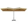 Sombrilla doble con poste de acero gris taupé 600x300 cm de , Sombrillas - Ref: Foro24-312557, Precio: 162,96 €, Descuento: %