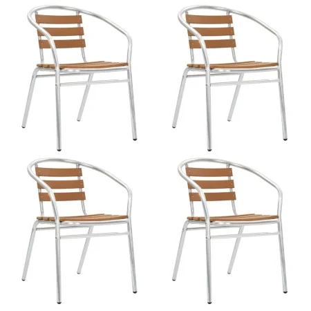 Sillas de jardín apilables 4 unidades aluminio y WPC plateado de , Sillas de jardín - Ref: Foro24-48710, Precio: 275,06 €, De...