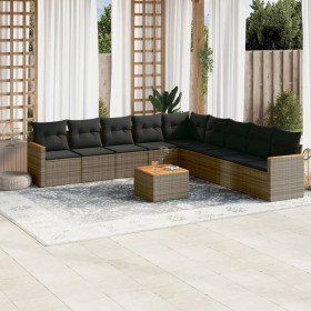 Set de sofás de jardín 10 pzas con cojines ratán sintético gris en Conjuntos de jardín | Comprar online en Foru.es