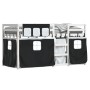 Litera con cortinas madera maciza pino blanco y negro 90x200 cm de , Camas y somieres - Ref: Foro24-3283931, Precio: 190,03 €...