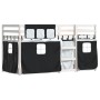 Litera con cortinas madera maciza pino blanco y negro 90x200 cm de , Camas y somieres - Ref: Foro24-3283895, Precio: 241,66 €...