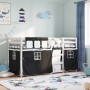 Litera con cortinas madera maciza pino blanco y negro 90x200 cm de , Camas y somieres - Ref: Foro24-3283895, Precio: 241,66 €...