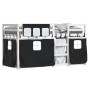 Litera con cortinas madera maciza pino blanco y negro 90x200 cm de , Camas y somieres - Ref: Foro24-3283895, Precio: 241,66 €...