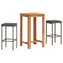 Mesa y taburetes de jardín 3 pzas madera acacia ratán PE gris de , Conjuntos de jardín - Ref: Foro24-3295268, Precio: 184,72 ...