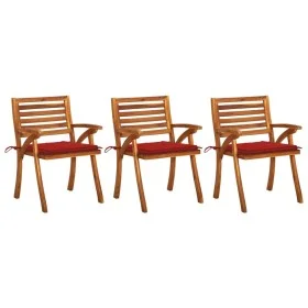 Sillas de comedor jardín con cojines 3 uds madera maciza acacia de , Sillas de jardín - Ref: Foro24-3060799, Precio: 253,54 €...