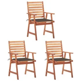 Sillas comedor de jardín 3 uds madera maciza acacia y cojines de , Sillas de jardín - Ref: Foro24-3064355, Precio: 214,57 €, ...