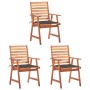 Sillas comedor de jardín 3 uds madera maciza acacia y cojines de , Sillas de jardín - Ref: Foro24-3064355, Precio: 226,29 €, ...