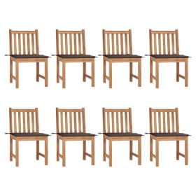 Sillas de jardín 8 unidades madera de teca con cojines de , Sillas de jardín - Ref: Foro24-3073150, Precio: 995,42 €, Descuen...