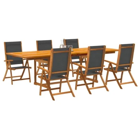 Juego comedor de jardín 7 pzas madera maciza acacia y textileno de , Conjuntos de jardín - Ref: Foro24-3279264, Precio: 801,3...