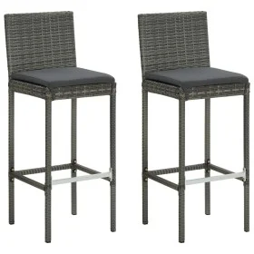 Taburetes de cocina con cojines 2 uds ratán sintético gris by , Garden chairs - Ref: Foro24-316669, Price: 208,06 €, Discount: %