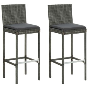 Taburetes de cocina con cojines 2 uds ratán sintético gris de , Sillas de jardín - Ref: Foro24-316669, Precio: 213,24 €, Desc...
