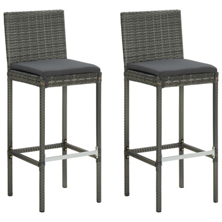 Taburetes de cocina con cojines 2 uds ratán sintético gris de , Sillas de jardín - Ref: Foro24-316669, Precio: 213,24 €, Desc...