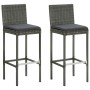 Taburetes de cocina con cojines 2 uds ratán sintético gris de , Sillas de jardín - Ref: Foro24-316669, Precio: 213,24 €, Desc...
