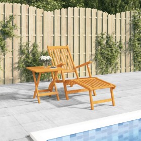 Silla de jardín con reposapiés y mesita madera maciza de acacia de , Tumbonas - Ref: Foro24-3120439, Precio: 151,25 €, Descue...