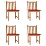 Sillas de jardín 4 unidades madera maciza de teca con cojines de , Sillas de jardín - Ref: Foro24-3073094, Precio: 471,62 €, ...