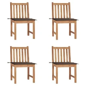 Sillas de jardín 4 unidades madera maciza de teca con cojines de , Sillas de jardín - Ref: Foro24-3073096, Precio: 452,27 €, ...