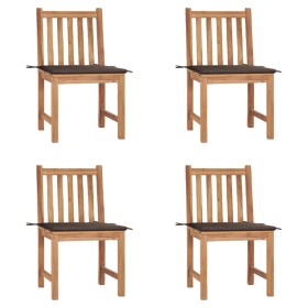 Sillas de jardín 4 unidades madera maciza de teca con cojines de , Sillas de jardín - Ref: Foro24-3073096, Precio: 464,02 €, ...