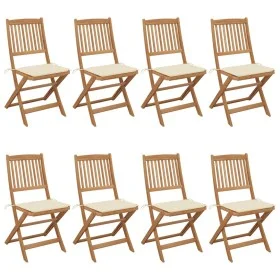 Sillas de jardín plegables 8 uds madera maciza acacia y cojines de , Sillas de jardín - Ref: Foro24-3075023, Precio: 375,84 €...
