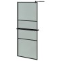 Mampara ducha con estante vidrio ESG y aluminio negro 80x195 cm de , Paredes y mamparas de ducha - Ref: Foro24-3185454, Preci...
