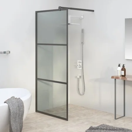 Barrierefreie Duschwand dunkelschwarzes ESG-Glas 80x195 cm von , Duschwände und Duschwände - Ref: Foro24-151889, Preis: 163,4...