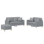Juego de sofás con cojines 3 piezas tela gris claro de , Sofás - Ref: Foro24-3202110, Precio: 520,11 €, Descuento: %