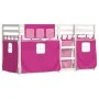 Litera con cortinas madera maciza de pino rosa 90x200 cm de , Camas y somieres - Ref: Foro24-3283897, Precio: 259,44 €, Descu...