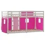 Litera con cortinas madera maciza de pino rosa 90x200 cm de , Camas y somieres - Ref: Foro24-3283897, Precio: 259,44 €, Descu...