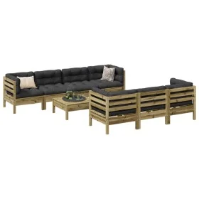 Set de sofás jardín 8 pzas con cojines madera pino impregnada de , Conjuntos de jardín - Ref: Foro24-3299330, Precio: 664,79 ...