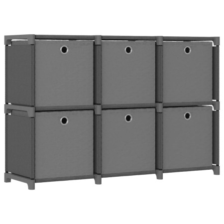 Estantería de 6 cubos con cajas de tela gris 103x30x72,5 cm en Librerías y estanterías | Comprar online en Foru.es