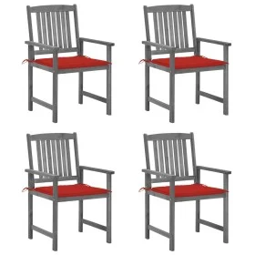 Garden chairs with cushions 4 pcs solid acacia wood in gray by , Garden chairs - Ref: Foro24-3061234, Price: 281,20 €, Discou...