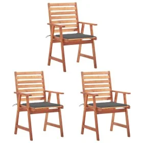Sillas comedor de jardín y cojines 3 uds madera maciza acacia de , Sillas de jardín - Ref: Foro24-3064347, Precio: 214,00 €, ...