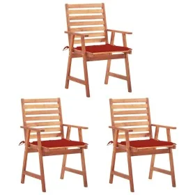 Sillas comedor de jardín y cojines 3 uds madera maciza acacia de , Sillas de jardín - Ref: Foro24-3064353, Precio: 215,50 €, ...