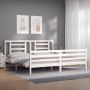 Estructura cama de matrimonio con cabecero madera maciza blanco de vidaXL, Camas y somieres - Ref: Foro24-3194717, Precio: 15...