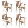 Sillas de jardín apilables 4 uds madera maciza teca con cojines de , Sillas de jardín - Ref: Foro24-3073381, Precio: 515,36 €...
