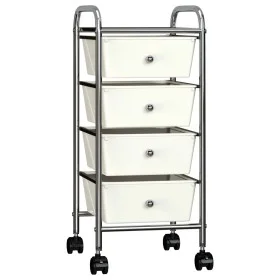 Carrito de almacenaje portátil 4 cajones plástico blanco de vidaXL, Carretillas de carga - Ref: Foro24-320399, Precio: 54,44 ...