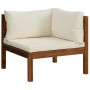 Sofá de jardín de 3 plazas con cojín crema madera de acacia de , Conjuntos de jardín - Ref: Foro24-3086932, Precio: 479,79 €,...