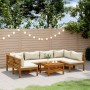 Muebles de jardín 7 pzas cojines crema madera maciza de acacia de , Conjuntos de jardín - Ref: Foro24-3086947, Precio: 1,00 €...