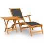 Silla de jardín con reposapiés y mesa madera acacia y textilene de , Tumbonas - Ref: Foro24-3120442, Precio: 136,58 €, Descue...