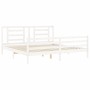 Estructura cama de matrimonio con cabecero madera maciza blanco de vidaXL, Camas y somieres - Ref: Foro24-3194717, Precio: 15...