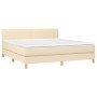 Cama box spring con colchón y LED tela crema 180x200 cm de , Camas y somieres - Ref: Foro24-3133578, Precio: 585,35 €, Descue...