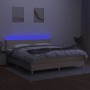 Cama box spring con colchón y LED tela crema 180x200 cm de , Camas y somieres - Ref: Foro24-3133578, Precio: 585,35 €, Descue...