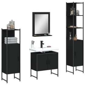 Juego de muebles de baño 4 piezas madera de ingeniería negro de , Muebles de baño - Ref: Foro24-3214354, Precio: 217,44 €, De...