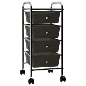 Carrito de almacenaje portátil 4 cajones plástico negro de vidaXL, Carretillas de carga - Ref: Foro24-320398, Precio: 56,86 €...